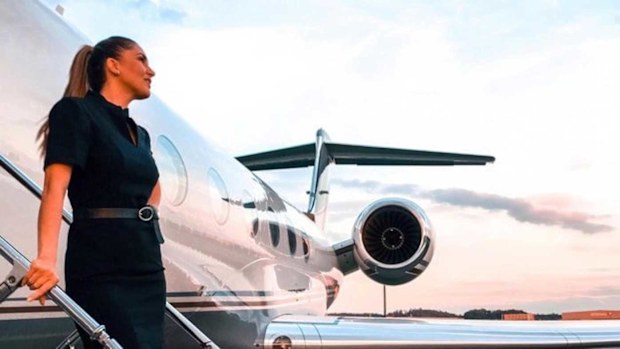 Private jet flight attendant Mary Kalymnou