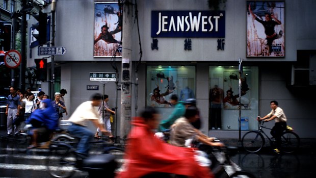 One of the hundreds of Jeanswest stores in China.