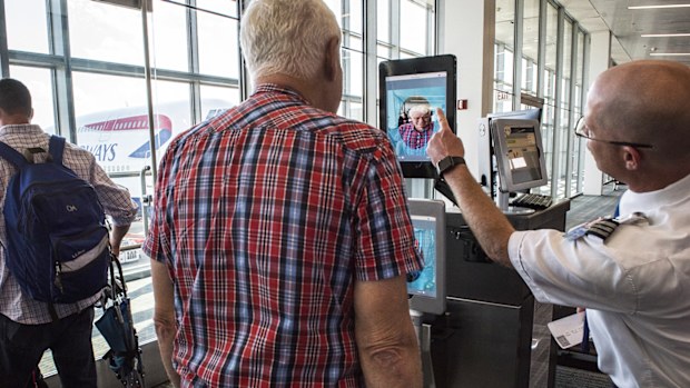 DULLES, VA - SEPTEMBER 6: Dulles airport officials unveil new biometric facial recognition scannsers , on September, 06, 2018 in Dulles, VA.
