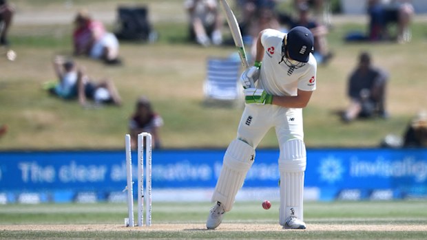 Jos Buttler is bowled without playing a shot against New Zealand.
