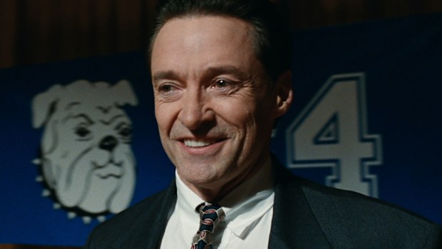 This image released by HBO shows Hugh Jackman in a scene from the film "Bad Education." 