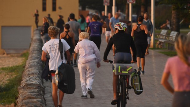 Locals were seen walking and riding bikes.