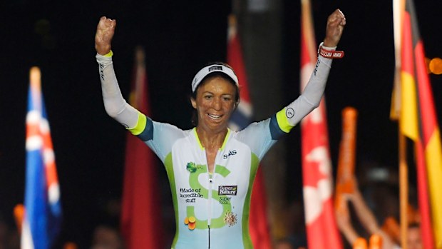 Turia Pitt finishes the Ironman World Championship Triathlon. (AAP)