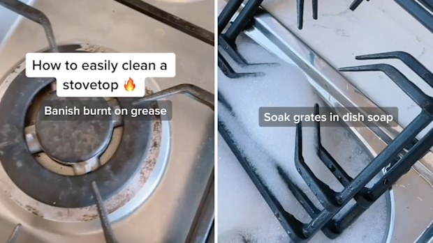 How to clean stovetop, TikTok video