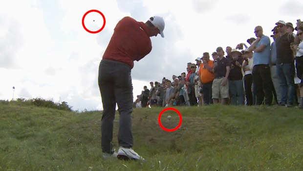 Rory McIlroy was baffled when he appeared to hit two balls at the same time during the third round of the Open Championship.