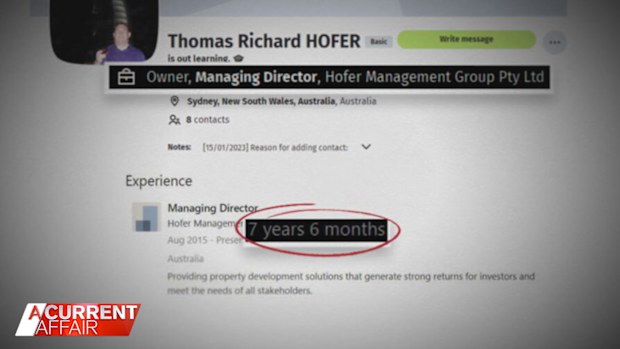 Thomas Hofer presents himself online as "managing director" of "Hofer Management Group" and on LinkedIn.