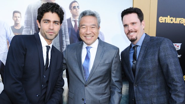 Adrian Grenier, Kevin Tsujihara and Kevin Dillon