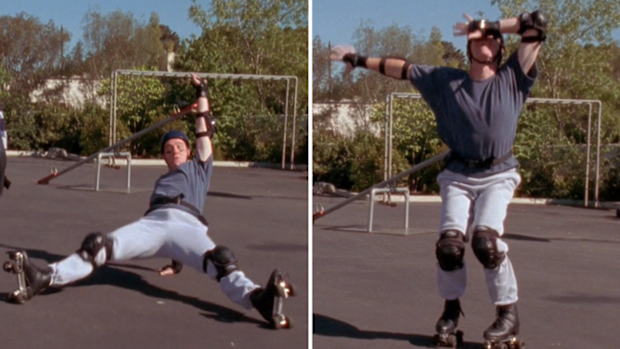 Bryan Cranston rollerskating as Hal in Malcolm in the Middle