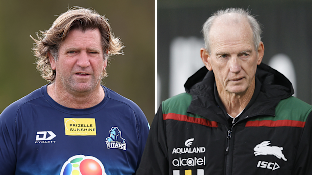 Des Hasler ve Wayne Bennett, ilk ahşap kaşıklarını almak için mücadele ediyor.