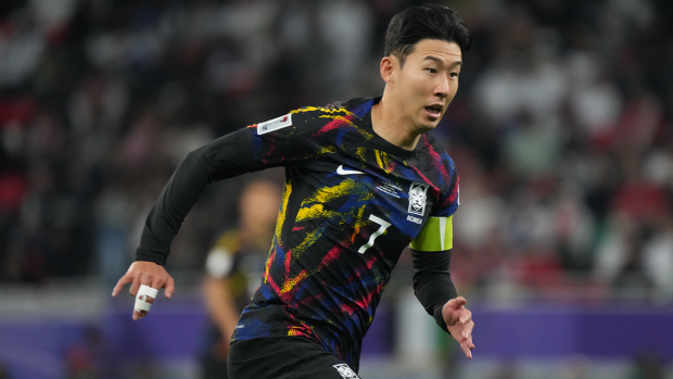 Son Heung-Min in action during the Asian Cup semi-final match between Jordan and South Korea.