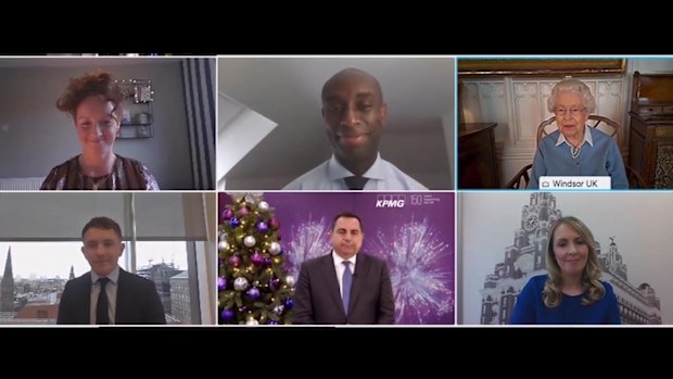 Queen Elizabeth congratulates the KPMG team on their 150th Anniversary