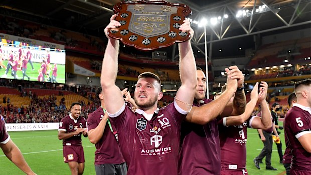 Jai Arrow of the Maroons celebrates victory 