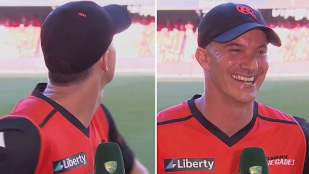 Michael Klinger was pleased with himself after taking a sensational catch mid-interview. (Twitter)