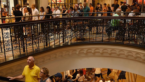 People in Queen Victoria Building during the Boxing Day sales, Sydney, NSW. 26th December, 2019