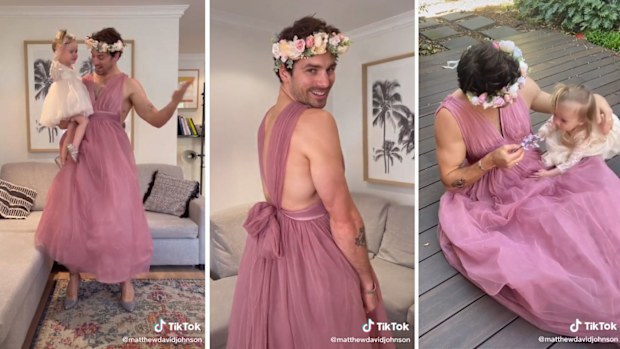 Matty J was trolled after dressing up as Cinderella with his toddler Marlie-Mae in a TikTok video