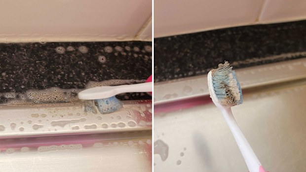 Toothbrush dirty after cleaning around the sink