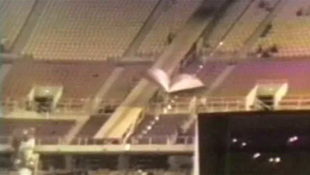 The Kiteman came off the ramp midway down and crashed into the seats.