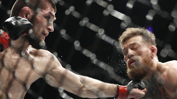 Khabib Nurmagomedov hits Conor McGregor
