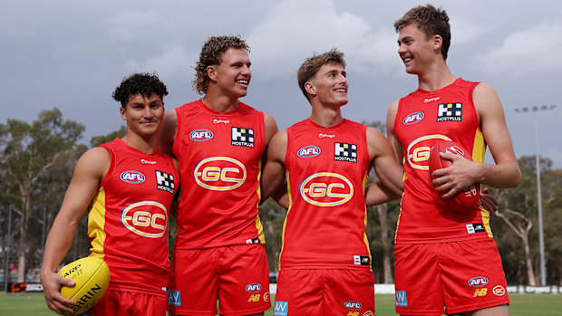 New Suns draftees Jake Roger, Jed Walter, Will Graham and Ethan Read pose for a photo.