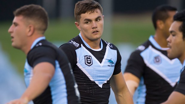 Kyle Flanagan trains with the Sharks