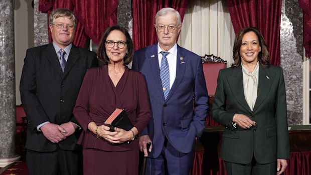 Deb Fischer and her family with Vice President Kamala Harris.