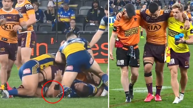 Fifita departs injured. (Nine)