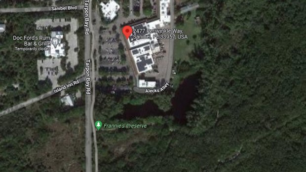 The man was washing his hands in this pond in Sanibel, Florida, when he was bitten.