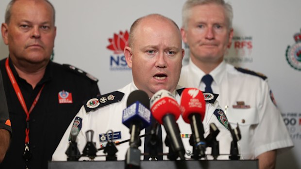 NSW Rural Fire Service Commissioner Shane Fitzsimmons talks to media at the NSW Rural Fire Service Headquarters at Sydney Olympic Park on December 21, 2019 in Sydney, Australia