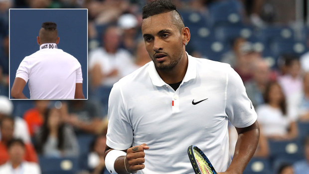 Nick Kyrgios popped his collar to reveal a hidden message