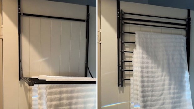 Kmart behind the door airer on the back of a door drying towels