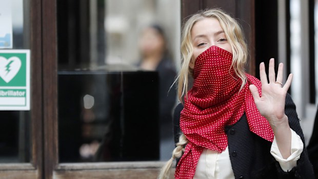 Amber Heard, actress and former wife of Johnny Depp, arrives at the High Court in Londonin London, Friday, July 17, 2020.