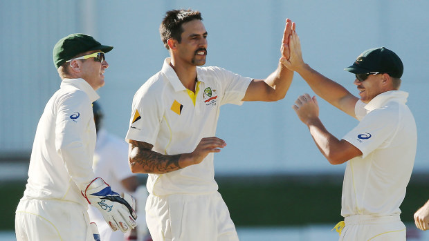 Brad Haddin, David Warner and Mitchell Johnson pictured during their time together in Australia's Test team