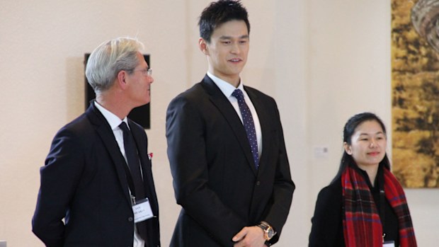 Chinese swimmer Sun Yang looks on prior to a public hearing before the Court of Arbitration for Sport (CAS)