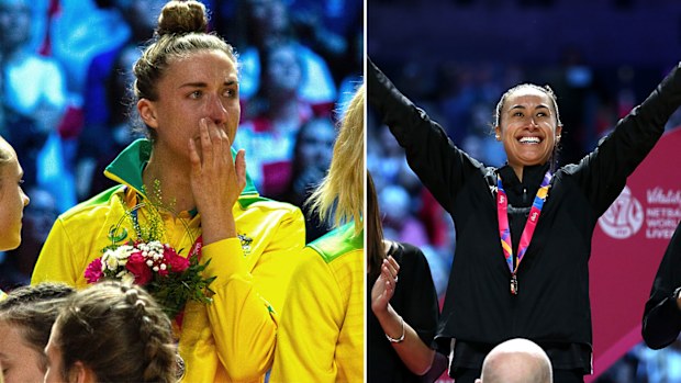 Diamonds players were emotional getting their silver medal at the Netball World Cup after losing to New Zealand's Silver Ferns.