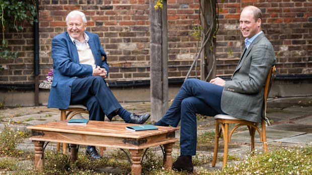 Prince William, Duke of Cambridge and Sir David Attenborough discuss The Earthshot Prize at Kensington Palace, in London, England