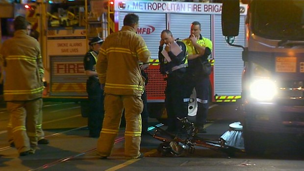 The cyclist was trapped under the sweeper in the crash.