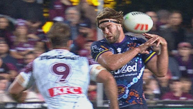 Christian Welch dropped this ball in the first half against the Sea Eagles.