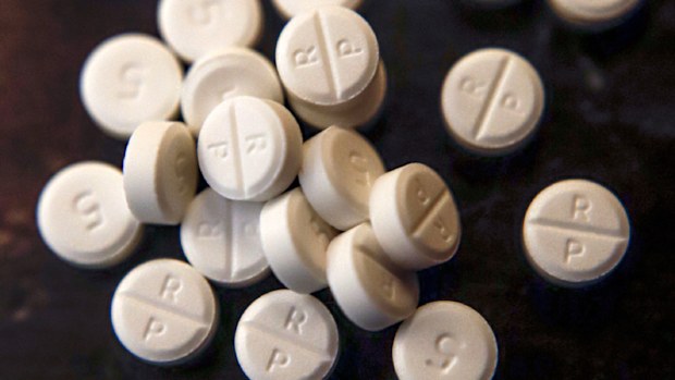File photo shows 5-mg pills of Oxycodone.
