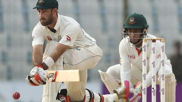Glenn Maxwell batting in a Test against Bangladesh in 2017.