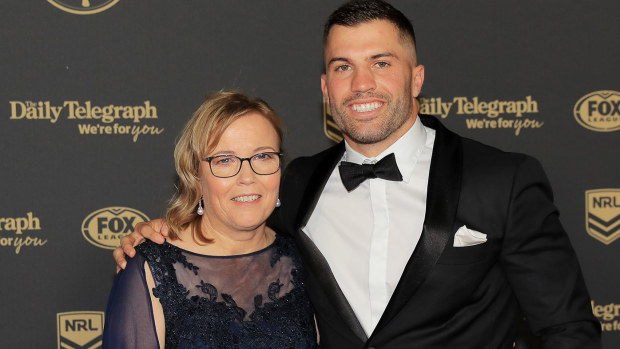 James Tedesco and his mother Rosemary at 2019 Dally M Awards