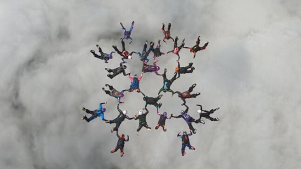 Kristina Hicks + Dawn Adams - 24 Aussie women set skydiving record in Queensland