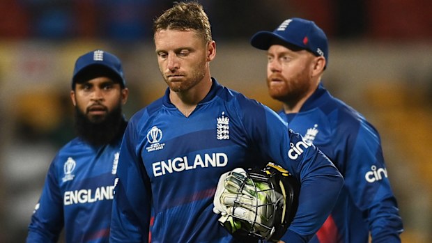 Jos Buttler's England side was thrashed by Sri Lanka in the 50-over World Cup on Thursday night.