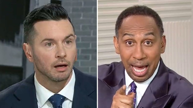 Former NBA star JJ Redick took aim at Stephen A Smith (R) over his calls for Kawhi Leonard to retire