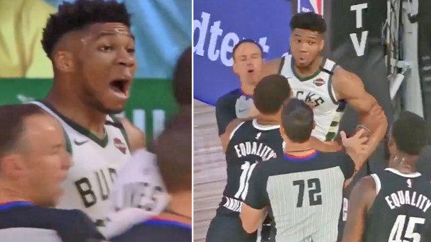 Giannis loses his cool at Donta Hall