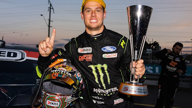 Cam Waters after a race win in Townsville earlier this year.