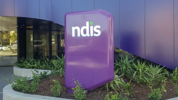 The sign outside entrance to the NDIS headquarters in central Geelong. The building is at 13 - 19 Malop Street