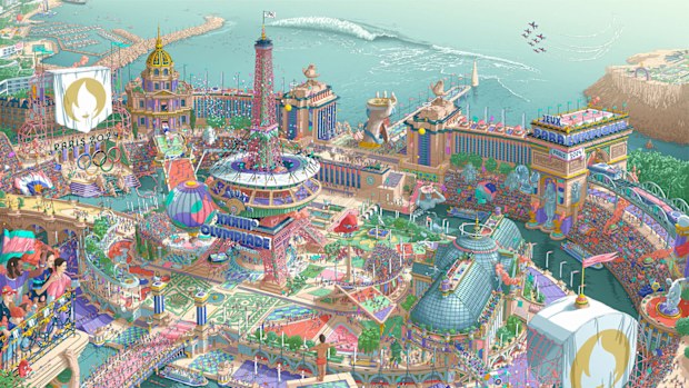 The official posters of the Paris Olympic and Paralympic Games, joined together here to make one mega poster.