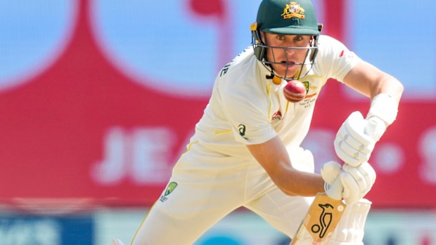 Marnus Labuschagne batting during the fourth Test in India.
