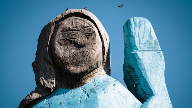 The statue stood near Melania Trump's hometown in Slovenia