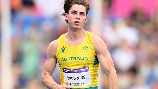 Australian sprinter Rohan Browning in the men's 100m heats at the 2022 Commonwealth Games in Birmingham